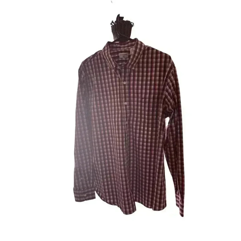 Dockers Brown And White Plaids Button Down Shirt Size Large